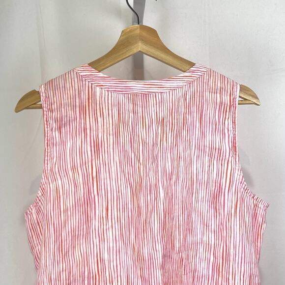 TOMMY BAHAMA Overseas Hideaway Linen Tank Top Lace Up Stripe Pink White Size L - Picture 6 of 10